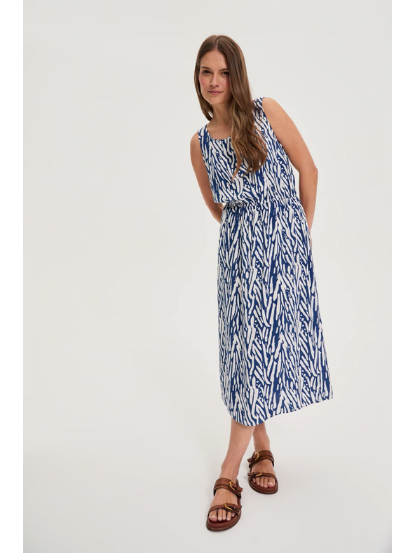 Moodo Ženska obleka Moodo modro-bela