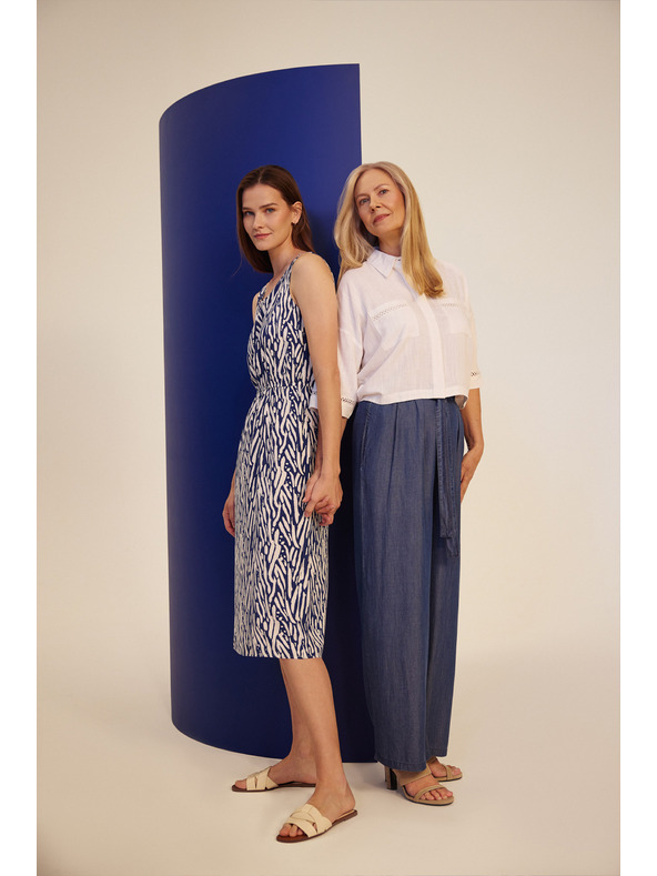 Moodo Ženska obleka Moodo modro-bela