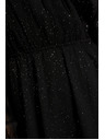 Moodo Črna bleščeča obleka s prosojnimi rokavi Moodo