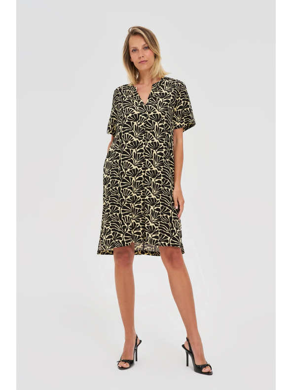 Moodo Ženska ohlapna vzorčasta obleka Moodo