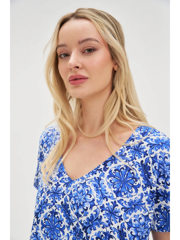 Moodo Ženska obleka Moodo modro-bela