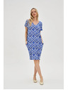 Moodo Ženska obleka Moodo modro-bela