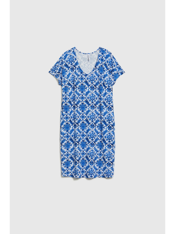 Moodo Ženska obleka Moodo modro-bela
