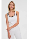 Moodo Ženska bela tank top majica s črnim robom