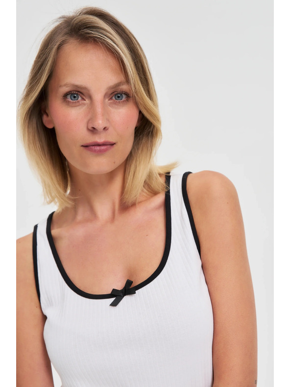 Moodo Ženska bela tank top majica s črnim robom