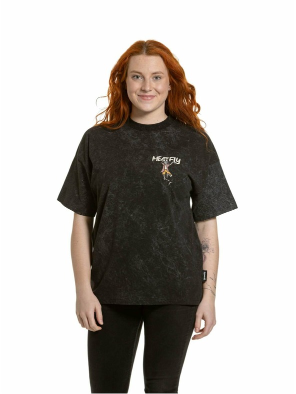 Meatfly Meatfly ženska majica Vexey Black Skeleton (acid wash)