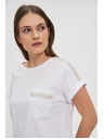 Moodo Ženská majica s srebrno aplikacijo Moodo – bela