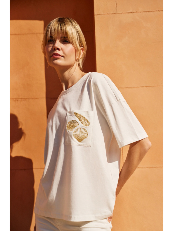 Moodo Ženská bela majica s potiskom