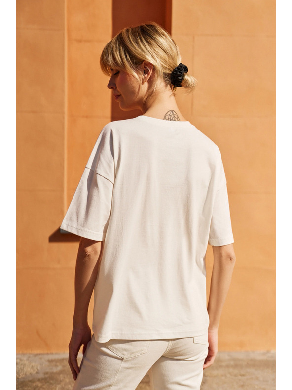 Moodo Ženská bela majica s potiskom