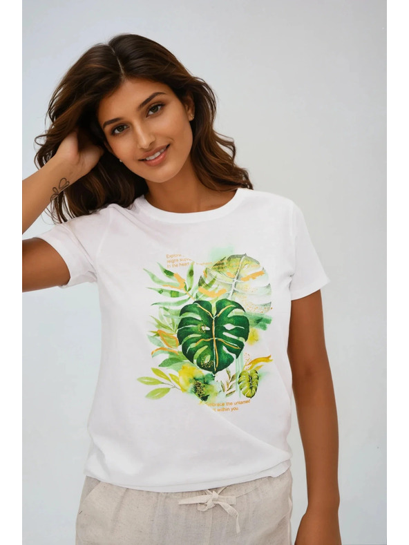 Moodo Ženská bela majica s potiskom