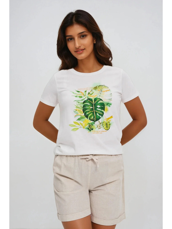 Moodo Ženská bela majica s potiskom