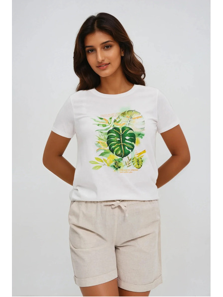 Moodo Ženská bela majica s potiskom