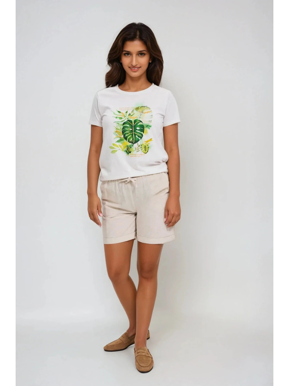 Moodo Ženská bela majica s potiskom