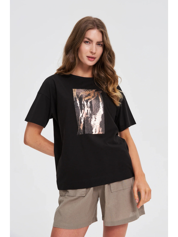 Moodo Ženská črna majica s potiskom