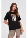 Moodo Ženská črna majica s potiskom
