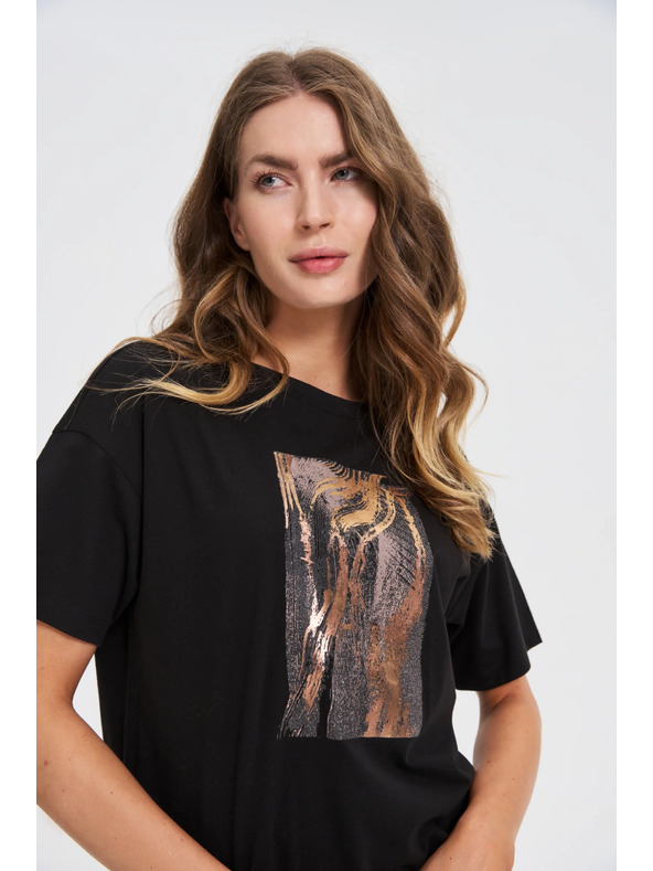 Moodo Ženská črna majica s potiskom