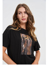 Moodo Ženská črna majica s potiskom