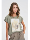 Moodo Ženská majica s potiskom Moodo – olivna