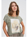 Moodo Ženská majica s potiskom Moodo – olivna