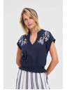 Moodo Ženski top Moodo – mornarsko modra barva