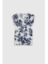 Moodo Ženska majica Moodo – bela z modrimi cvetovi