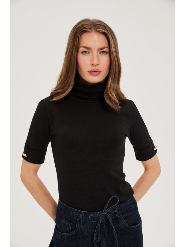 Moodo Črn turtleneck s 3/4 rokavi Moodo