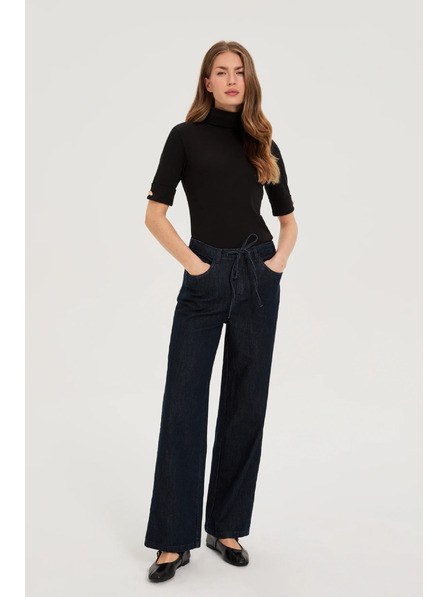 Moodo Črn turtleneck s 3/4 rokavi Moodo