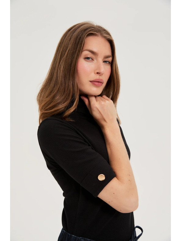 Moodo Črn turtleneck s 3/4 rokavi Moodo