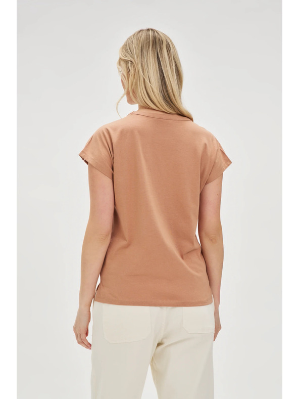 Moodo Žensko majčko z žepom Moodo – temno rjavo