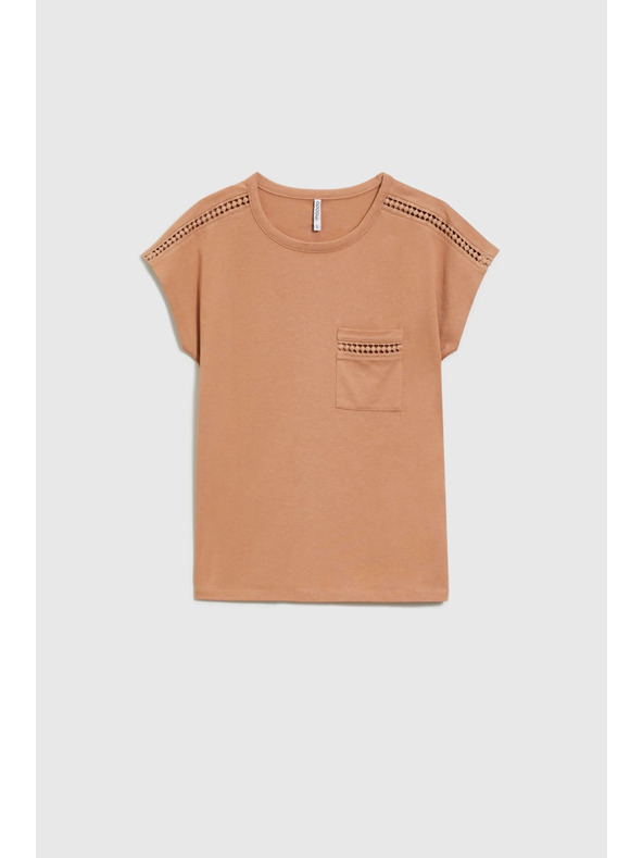 Moodo Žensko majčko z žepom Moodo – temno rjavo