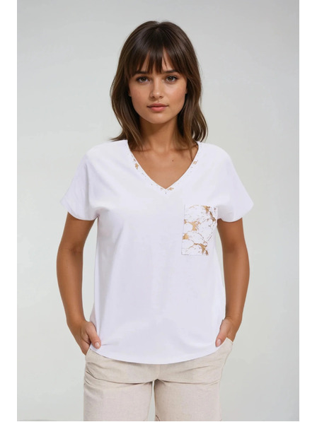 Moodo Žensko bombažno majčko Moodo – belo