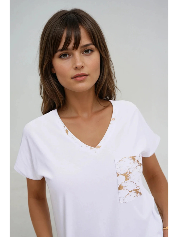 Moodo Žensko bombažno majčko Moodo – belo