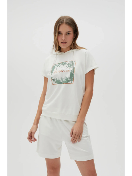Moodo Bel pulover top z kapuco
