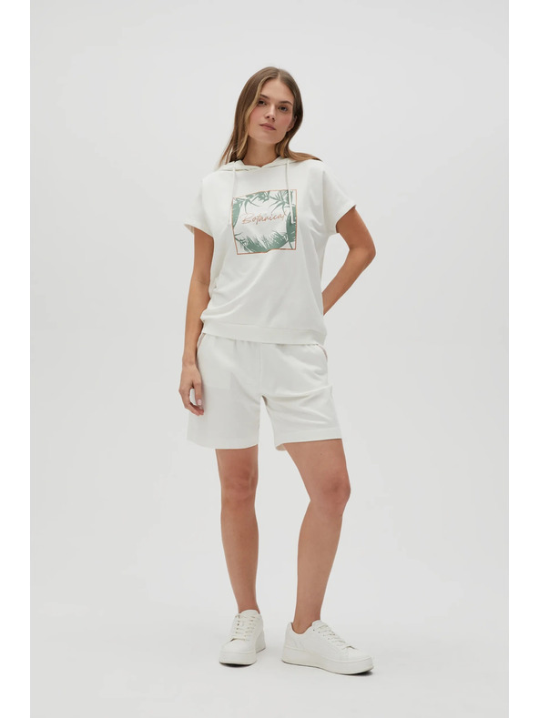 Moodo Bel pulover top z kapuco