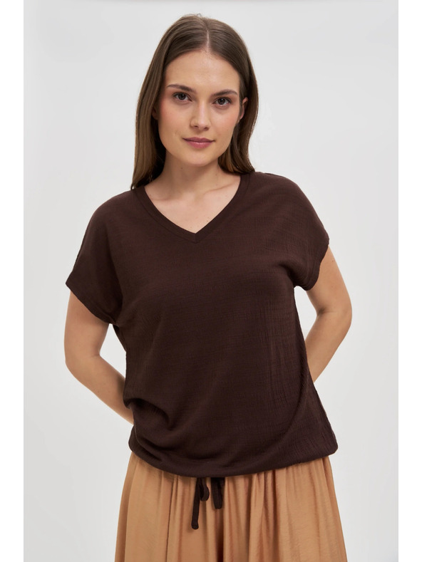 Moodo Rjavo žensko majčko z vezanjem