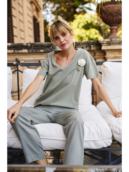 Moodo Žensko majčko Moodo z apliciranim cvetkom