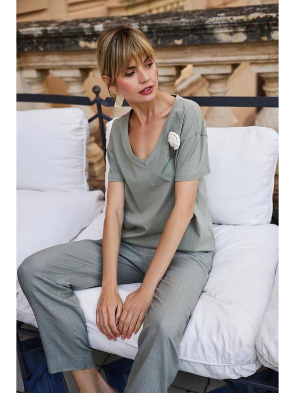 Moodo Žensko majčko Moodo z apliciranim cvetkom