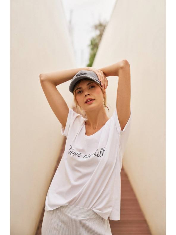 Moodo Žensko bombažno majčko Moodo – bela barva