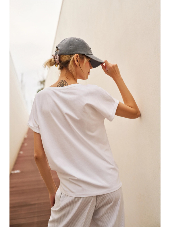 Moodo Žensko bombažno majčko Moodo – bela barva