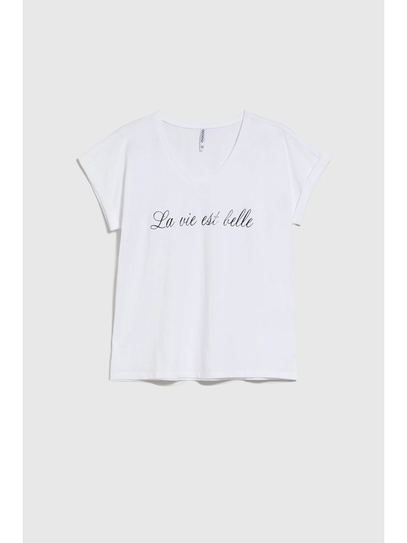 Moodo Žensko bombažno majčko Moodo – bela barva