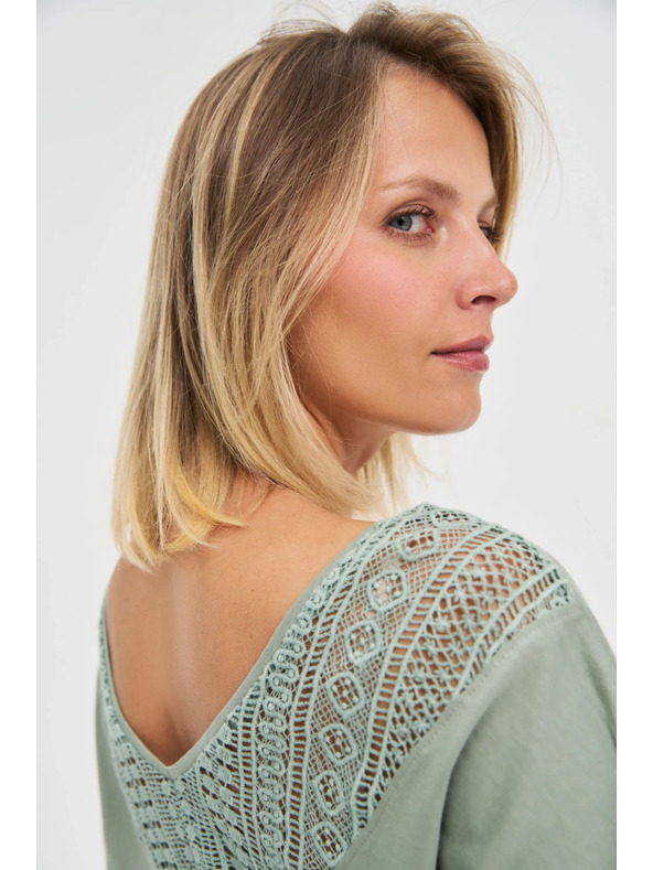 Moodo Zeleni ženski top s prosojnimi hrbtnimi deli