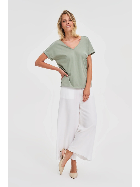 Moodo Zeleni ženski top s prosojnimi hrbtnimi deli