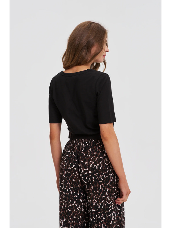 Moodo Črna osnovna majica s 3/4 rokavi Moodo