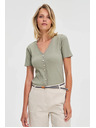 Moodo Ženska olivno zelena majica z gumbi
