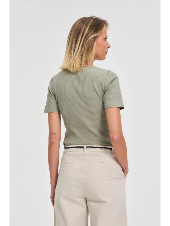 Moodo Ženska olivno zelena majica z gumbi