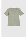 Moodo Ženska olivno zelena majica z gumbi