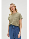 Moodo Ženski top z žepom Moodo – olivna zelena