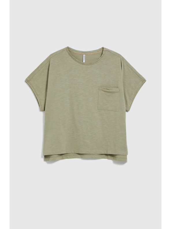 Moodo Ženski top z žepom Moodo – olivna zelena