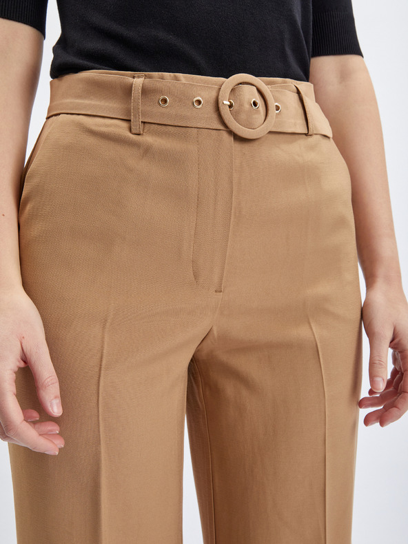 Orsay Svetlo rjave ženske hlače s pasom ORSAY