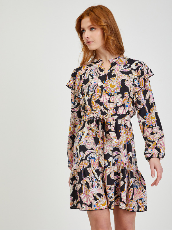 Orsay Bež-črne vzorčaste ženske obleke ORSAY